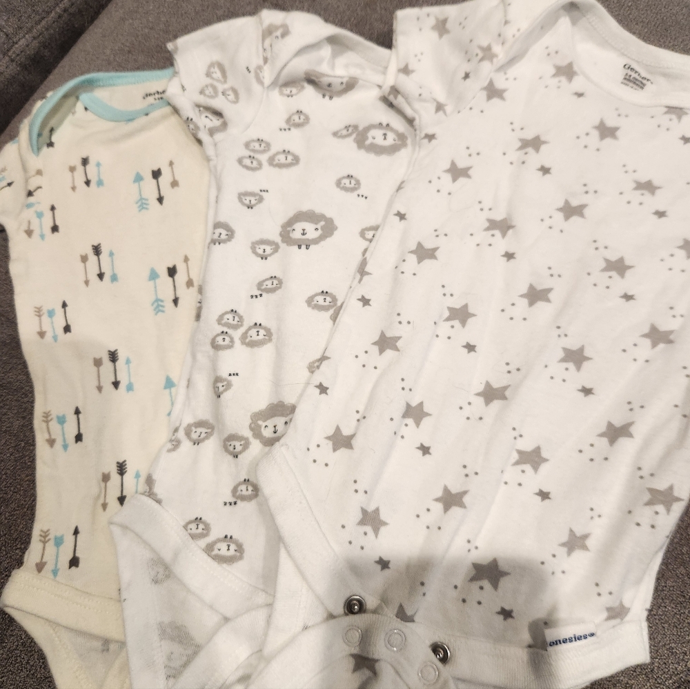 Adorable White and Gray Kids Onsies